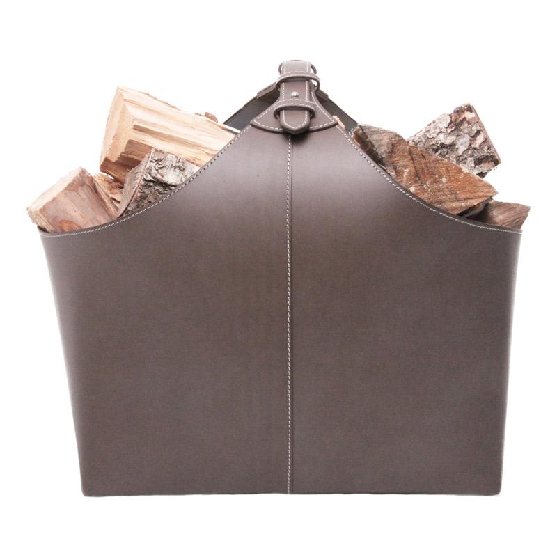 Ørskov Brændekurv Læder Brun m. hvide syninger/Chokolade m. hvide syninger