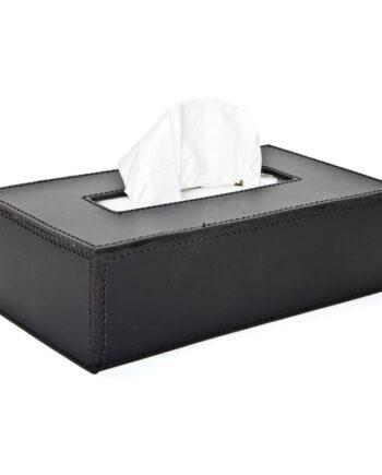 Ørskov Tissue Box Læder L: 24 B:12,5 H:7 - Sort m. sorte syninger Sort m. sorte syninger