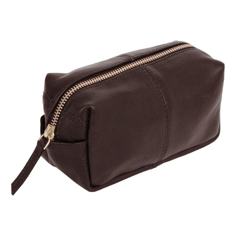 Ørskov Vintage Toilettaske Læder Lille - Chokolade m. hvide syninger Chokolade m. hvide syninger