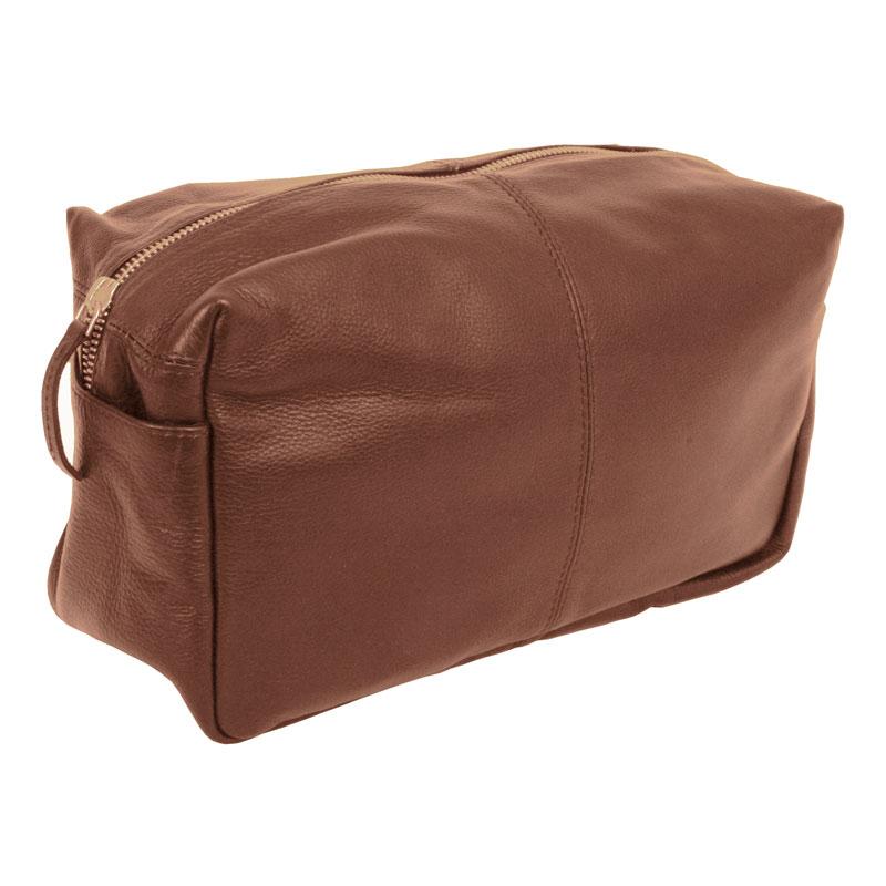 Ørskov Vintage Toilettaske Læder Stor - Cognac m. hvide syninger Cognac m. hvide syninger