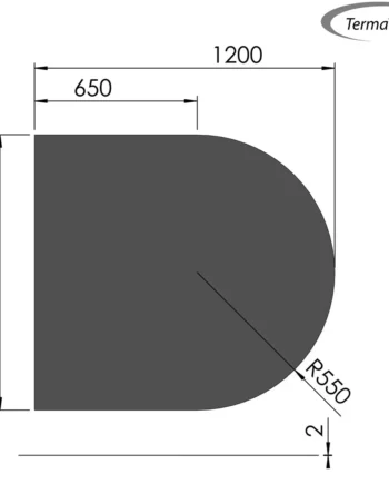 Halvrund gulvplade i stål - 110 x 120 cm Sort