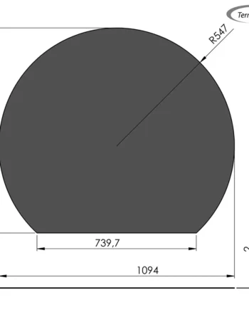 Cirkelformet/afskåret gulvplade i stål - 109,4 x 95 cm Sort