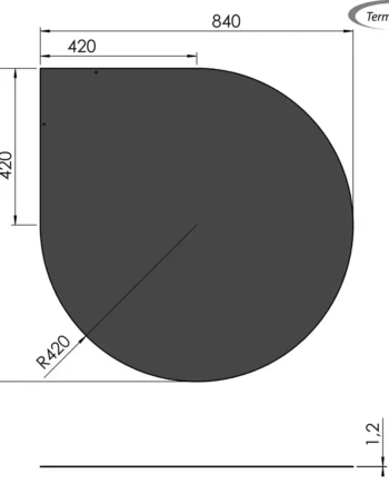 Dråbeformet gulvplade i stål - 84 x 84 x 0,12 cm Sort