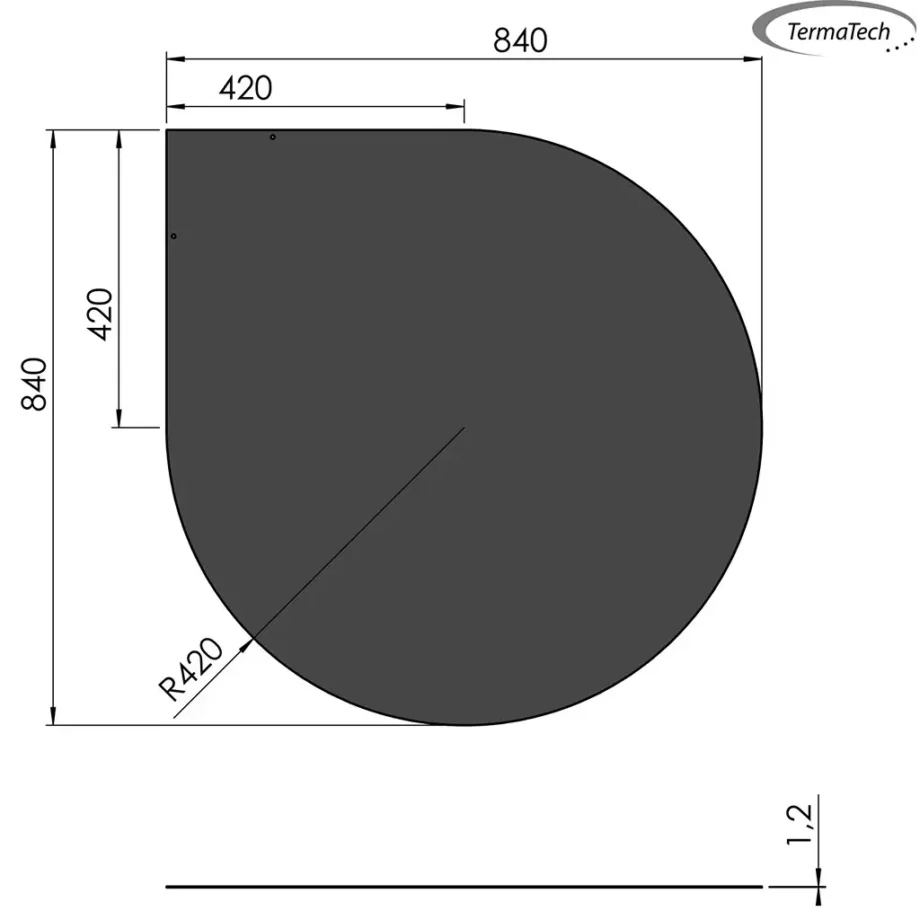 Dråbeformet gulvplade i stål - 84 x 84 x 0,12 cm Sort