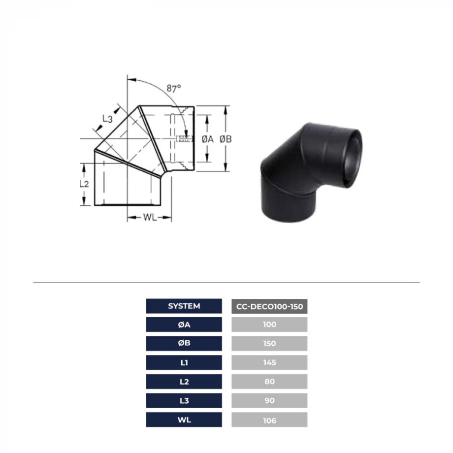 Bøjning 90 grader - CC-DECO 100-150 Senotherm 310