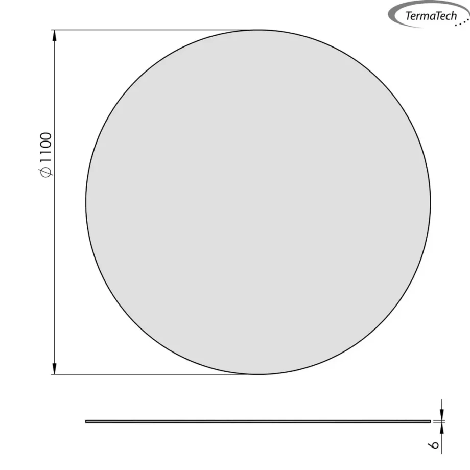 6 mm Glas gulvplade cirkel Ø1100mm Glas