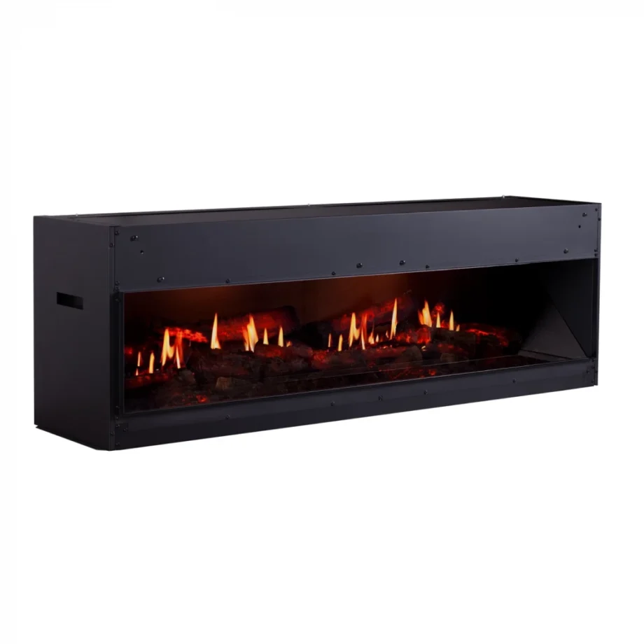 Opti-V Double - 1-sidet indbygningselpejs uden varme Sort