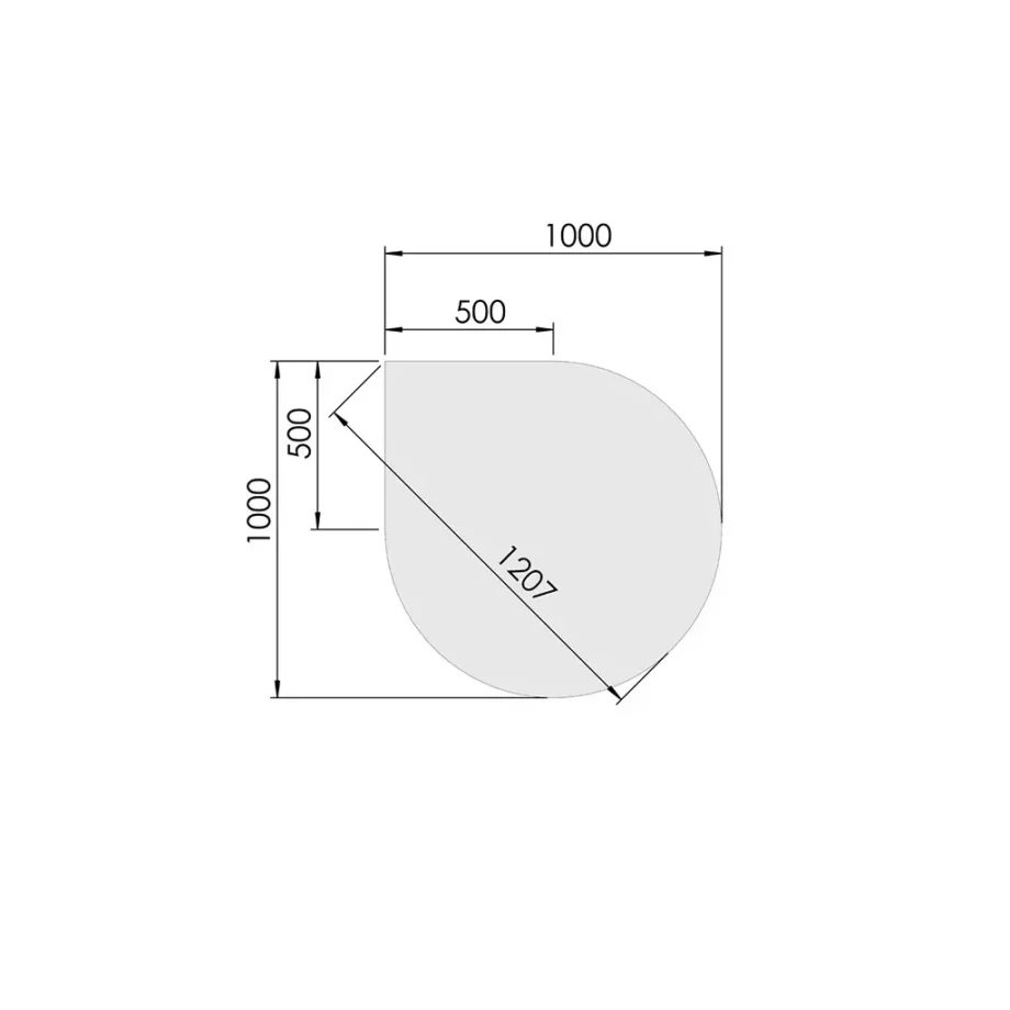 Dråbeformet gulvplade i glas - 100 x 100 cm Glas