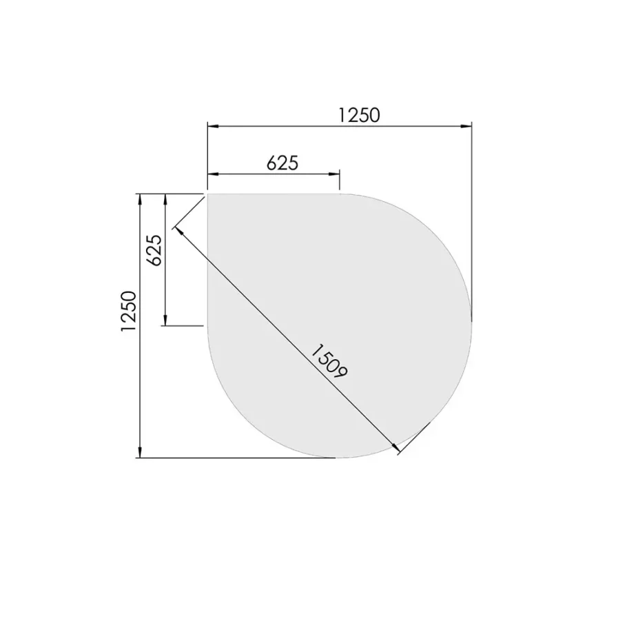 Dråbeformet gulvplade i glas - 125 x 125 cm Glas
