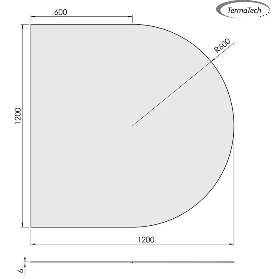 Halvrund gulvplade i glas - 120 x 120 cm Glas