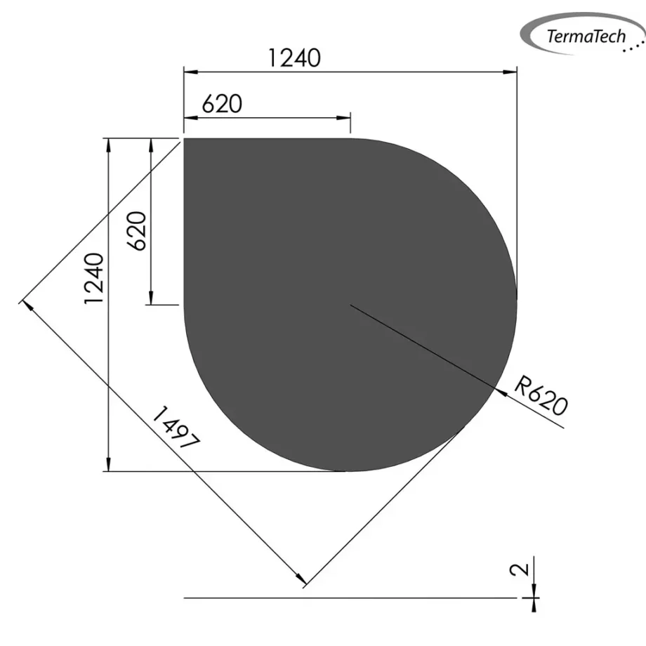 Dråbeformet gulvplade i stål - 124 x 124 cm Sort