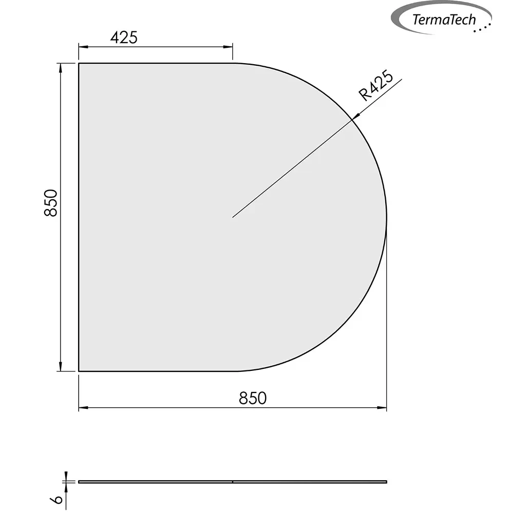 Halvrund gulvplade i glas - 85 x 85 cm Glas
