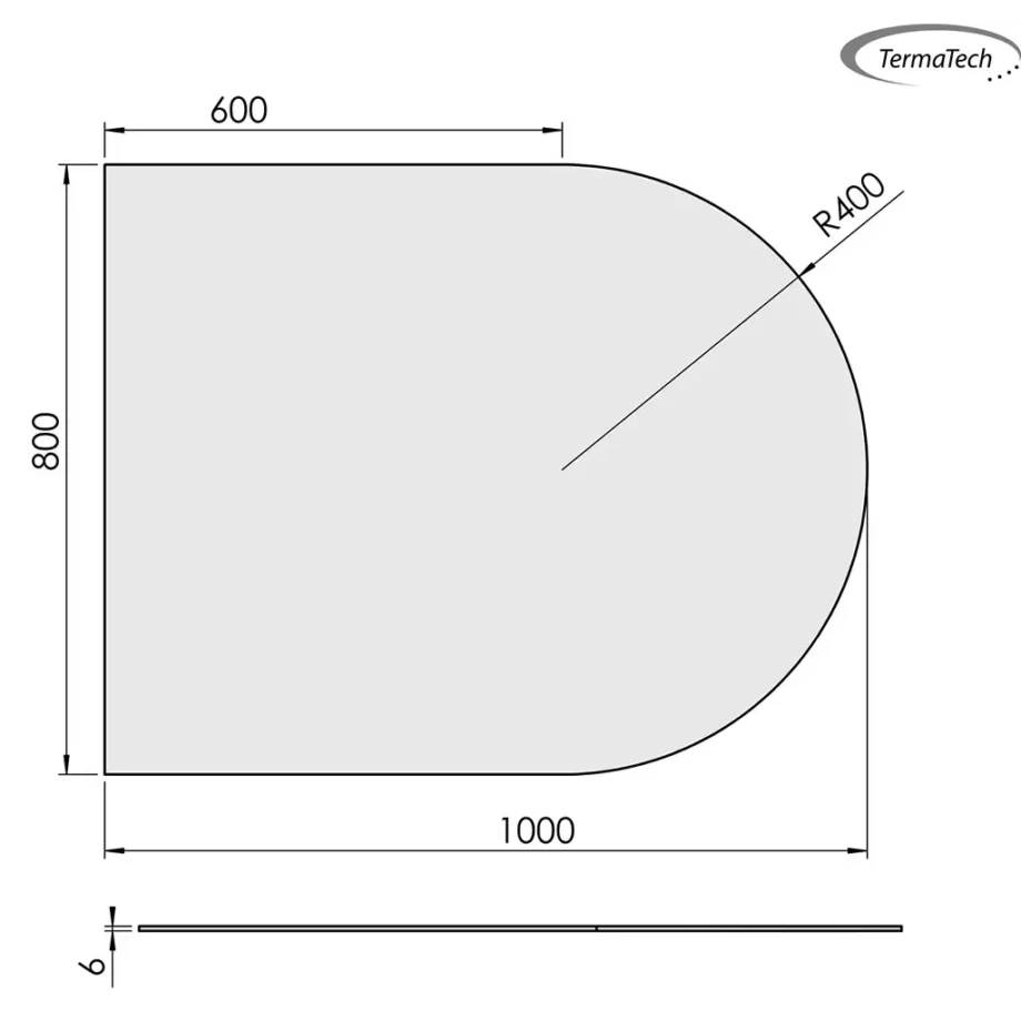 Halvrund gulvplade i glas - 80 x 100 cm Glas