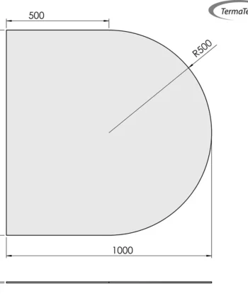 Halvrund gulvplade i glas - 100 x 100 cm Glas