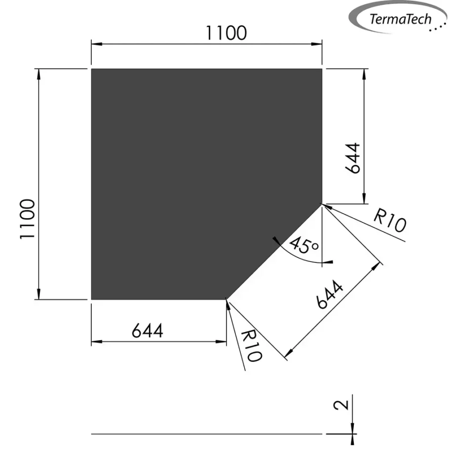 Femkantet gulvplade i Stål til Biopejse - 110 x 110 x 65,5 cm Sort