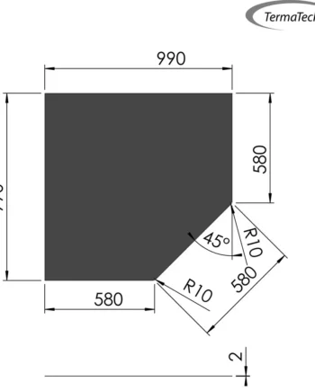 Femkantet gulvplade i stål  - 99 x 99 x 58,6 cm Sort