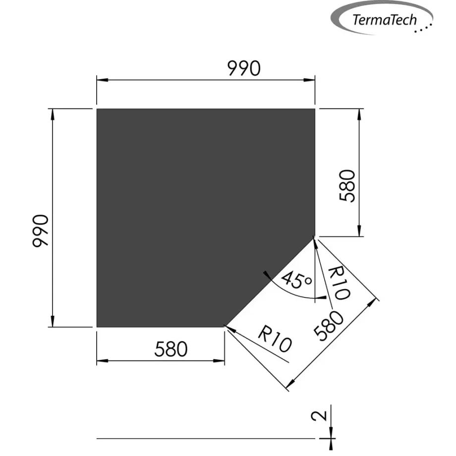 Femkantet gulvplade i stål  - 99 x 99 x 58,6 cm Sort