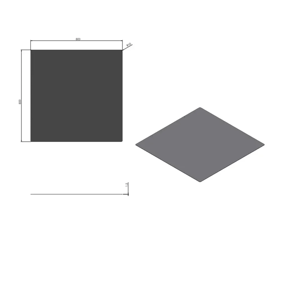 Firkantet gulvplade i Stål til Biopejse - 80 x 80 cm Sort