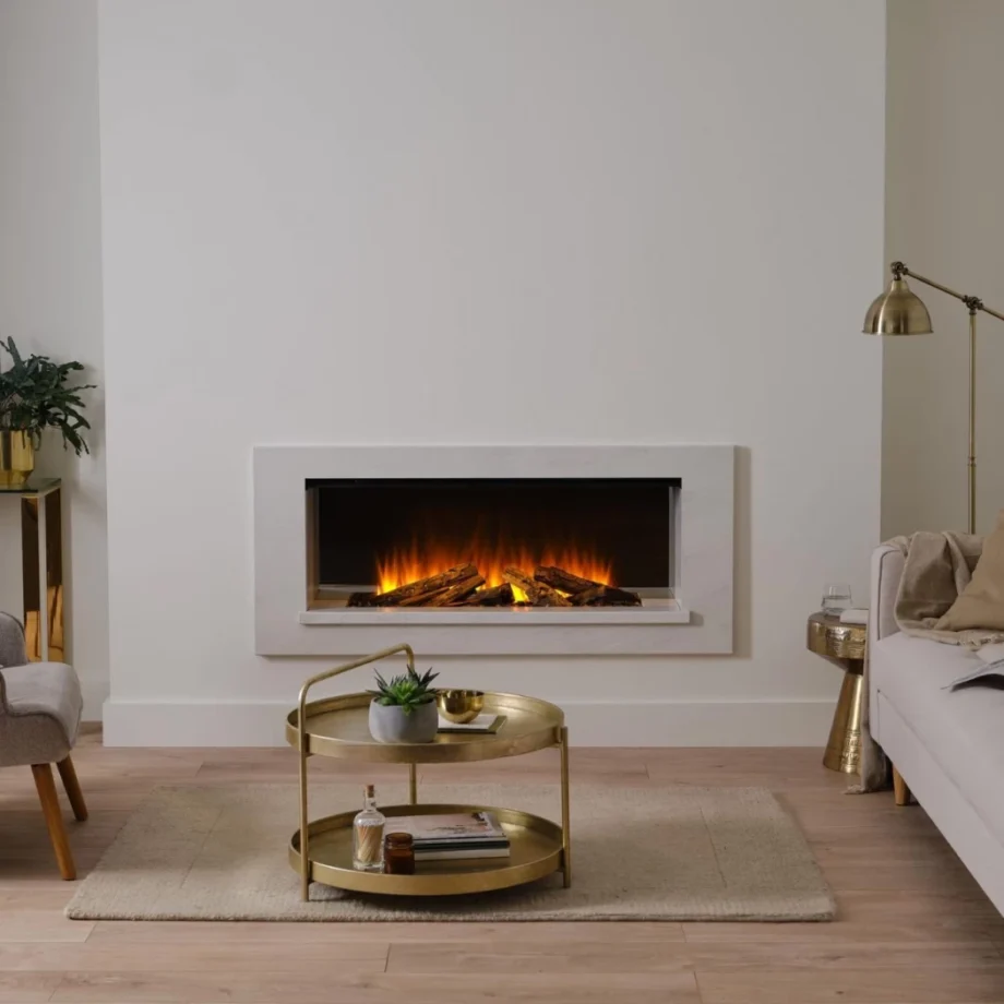 Holbury 1600 - Hvid Marmor Elpejs Kamin Hvid